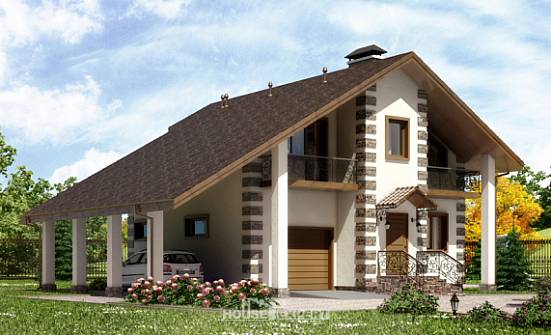 150-003-Л Проект двухэтажного дома мансардой, гараж, небольшой домик из дерева Туркестан | Проекты домов от House Expert