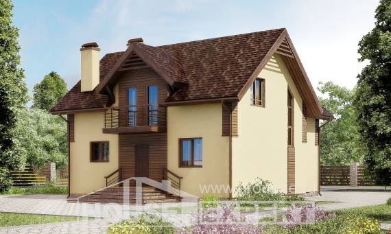 150-009-Л Проект двухэтажного дома мансардный этаж, красивый домик из твинблока Талдыкорган, House Expert