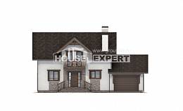 180-013-П Проект двухэтажного дома с мансардным этажом, гараж, скромный загородный дом из газобетона Туркестан, House Expert
