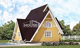 155-008-П Проект двухэтажного дома с мансардным этажом, небольшой загородный дом из бревен, Актобе