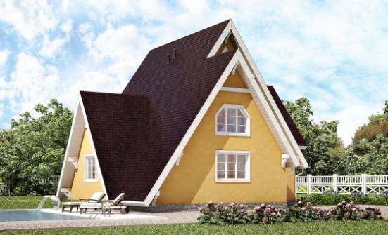 155-008-П Проект двухэтажного дома с мансардой, классический коттедж из бревен, Петропавловск