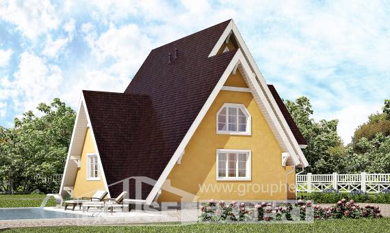 155-008-П Проект двухэтажного дома мансардой, компактный домик из бревен, Атырау