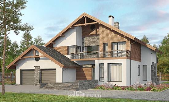 270-003-Л Проект двухэтажного дома с мансардой, гараж, классический коттедж из поризованных блоков Шымкент | Проекты домов от House Expert