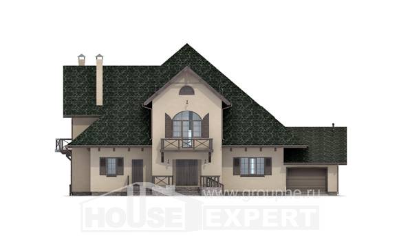 350-001-П Проект двухэтажного дома мансардой и гаражом, уютный коттедж из арболита Экибастуз, House Expert