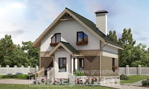 105-001-Л Проект двухэтажного дома с мансардой, красивый домик из твинблока, Усть-Каменогорск