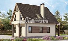 120-005-Л Проект двухэтажного дома с мансардным этажом, гараж, простой коттедж из арболита Шымкент, House Expert