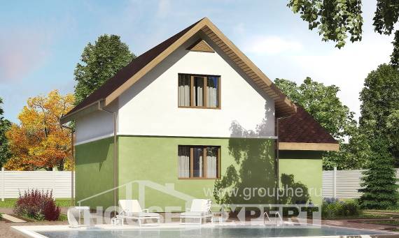 120-002-П Проект двухэтажного дома с мансардой, гараж, доступный дом из поризованных блоков, House Expert