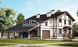 250-002-Л Проект двухэтажного дома мансардой, гараж, простой загородный дом из кирпича Павлодар, House Expert