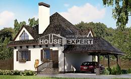 110-002-Л Проект двухэтажного дома мансардой и гаражом, бюджетный загородный дом из бризолита, Костанай