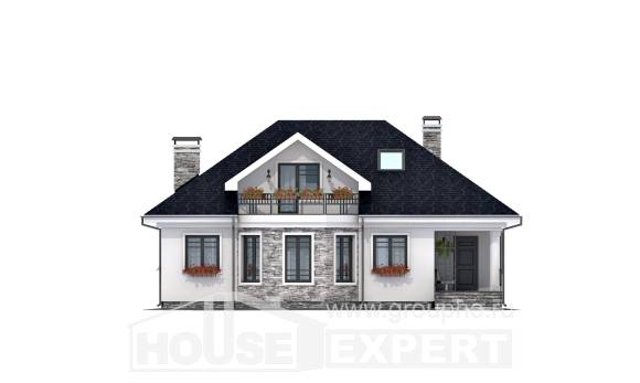 150-008-П Проект двухэтажного дома мансардой, современный дом из газобетона, House Expert