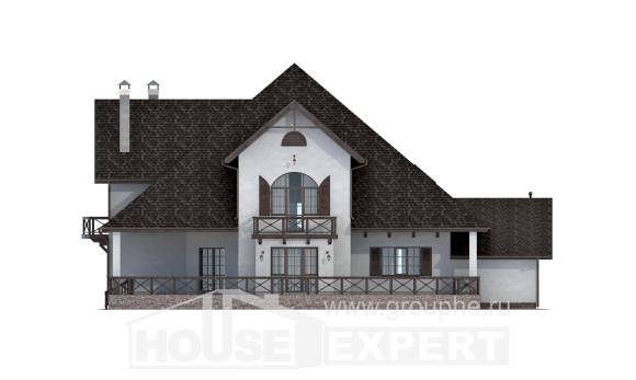 350-001-Л Проект двухэтажного дома мансардой и гаражом, классический дом из газобетона Костанай, House Expert