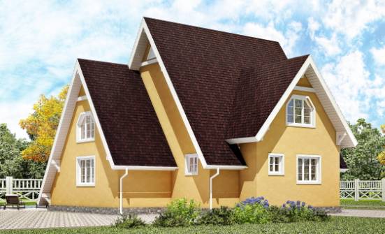 155-008-П Проект двухэтажного дома с мансардой, недорогой дом из бревен, Рудный