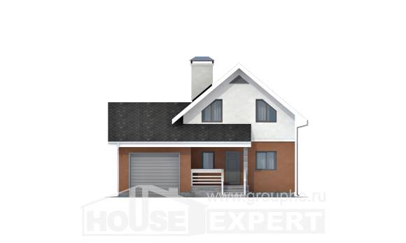 120-002-Л Проект двухэтажного дома мансардой и гаражом, простой дом из арболита, Шымкент