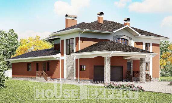 400-002-Л Проект двухэтажного дома, гараж, просторный загородный дом из кирпича, Актобе