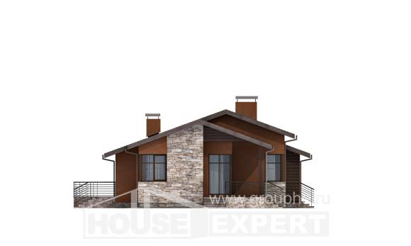 130-007-П Проект одноэтажного дома, недорогой коттедж из газобетона Туркестан, House Expert