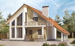 170-009-П Проект двухэтажного дома с мансардой и гаражом, небольшой домик из бризолита, House Expert