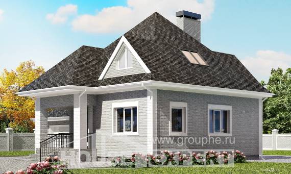 135-001-Л Проект двухэтажного дома с мансардой, гараж, простой загородный дом из кирпича, House Expert