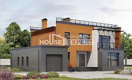 260-002-Л Проект двухэтажного дома, гараж, большой загородный дом из блока, Экибастуз