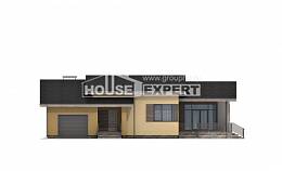 135-002-Л Проект одноэтажного дома и гаражом, недорогой домик из твинблока Актау, House Expert