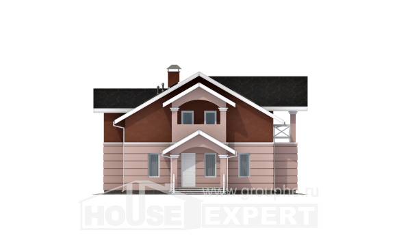 155-009-Л Проект двухэтажного дома с мансардой, уютный загородный дом из бризолита, House Expert
