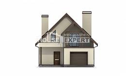 120-005-Л Проект двухэтажного дома с мансардой и гаражом, экономичный загородный дом из пеноблока Актау, House Expert