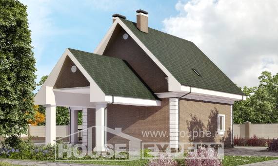 140-003-П Проект двухэтажного дома с мансардой, гараж, бюджетный домик из газобетона Костанай, House Expert