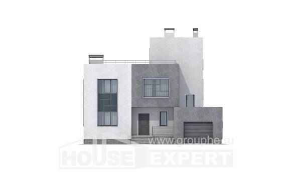 255-001-П Проект двухэтажного дома и гаражом, уютный коттедж из пеноблока, Актау