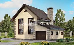 160-004-П Проект двухэтажного дома с мансардным этажом и гаражом, бюджетный домик из бризолита, Кызылорда