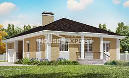 130-002-Л Проект одноэтажного дома, гараж, бюджетный дом из газобетона Караганда, House Expert