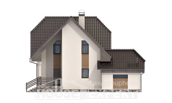 150-001-Л Проект двухэтажного дома с мансардным этажом, гараж, простой дом из керамзитобетонных блоков Семей, House Expert