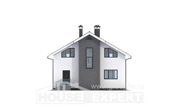150-005-Л Проект двухэтажного дома мансардой, доступный загородный дом из теплоблока, Шымкент