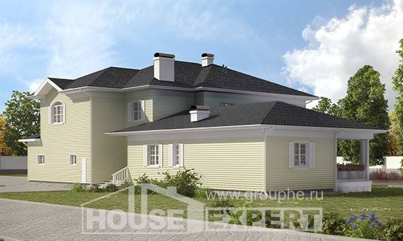 410-002-Л Проект двухэтажного дома и гаражом, классический домик из газосиликатных блоков Петропавловск, House Expert