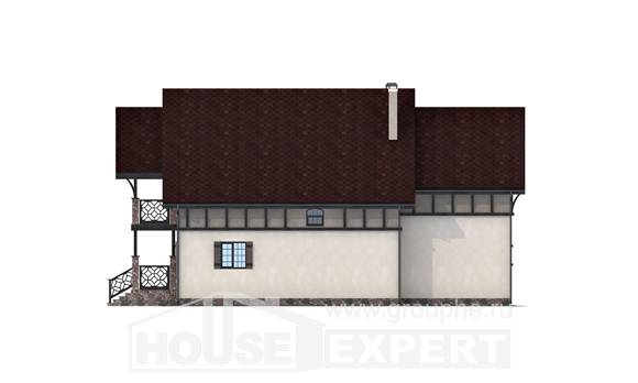 180-014-П Проект двухэтажного дома мансардный этаж, экономичный коттедж из пеноблока Кокшетау, House Expert