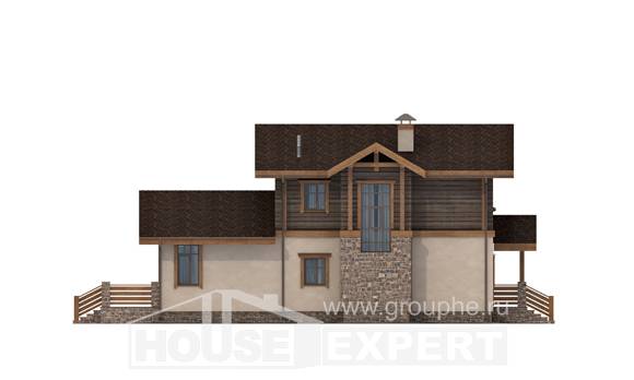 170-004-П Проект двухэтажного дома с мансардой, гараж, недорогой коттедж из блока из бревен Рудный, House Expert