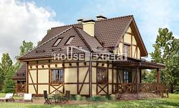 160-003-П Проект двухэтажного дома с мансардой, красивый дом из керамзитобетонных блоков Жанаозен, House Expert