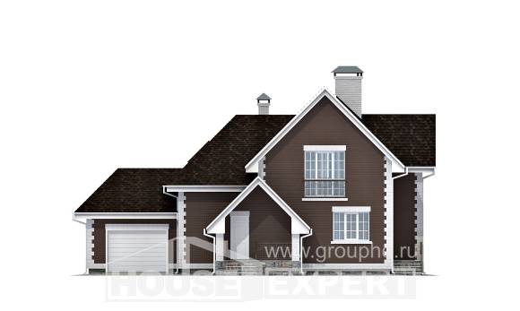 190-003-Л Проект двухэтажного дома с мансардным этажом и гаражом, красивый загородный дом из поризованных блоков, House Expert