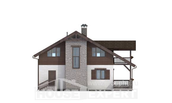 150-004-Л Проект двухэтажного дома с мансардой, уютный коттедж из блока, Рудный