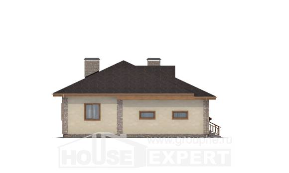 130-006-Л Проект одноэтажного дома и гаражом, доступный дом из теплоблока Атырау, House Expert
