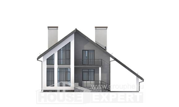 170-009-Л Проект двухэтажного дома с мансардой и гаражом, недорогой загородный дом из теплоблока Уральск, House Expert