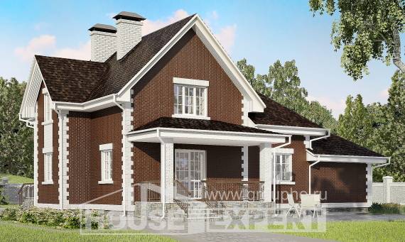 190-003-Л Проект двухэтажного дома мансардой, гараж, красивый загородный дом из поризованных блоков, Талдыкорган
