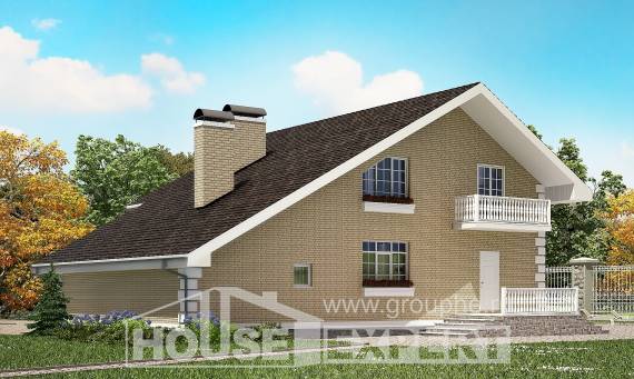190-005-П Проект двухэтажного дома мансардой и гаражом, средний коттедж из теплоблока, House Expert