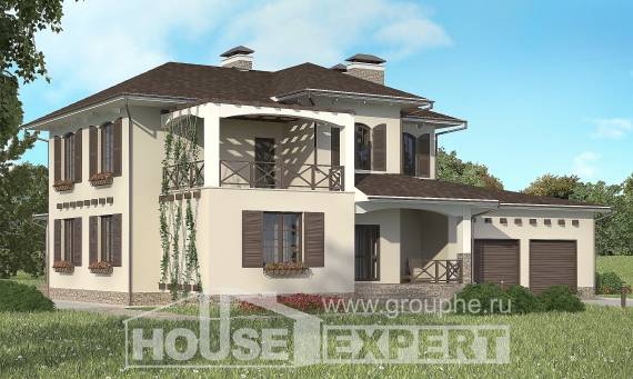 285-002-П Проект двухэтажного дома и гаражом, уютный дом из кирпича Темиртау, House Expert