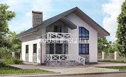 155-001-Л Проект двухэтажного дома мансардный этаж, гараж, бюджетный домик из твинблока Тараз, House Expert