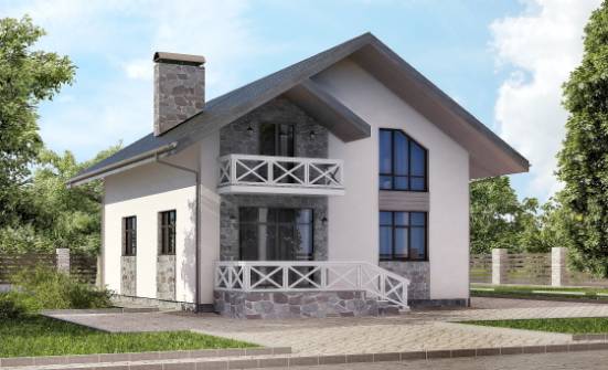 155-001-Л Проект двухэтажного дома с мансардой и гаражом, бюджетный коттедж из пеноблока, Талдыкорган