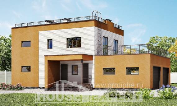 180-012-П Проект двухэтажного дома и гаражом, современный загородный дом из кирпича Павлодар, House Expert