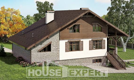300-003-П Проект трехэтажного дома с мансардой и гаражом, большой дом из кирпича, Тараз