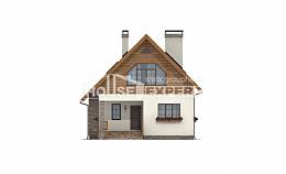 140-001-Л Проект двухэтажного дома с мансардой, классический домик из блока Кызылорда, House Expert