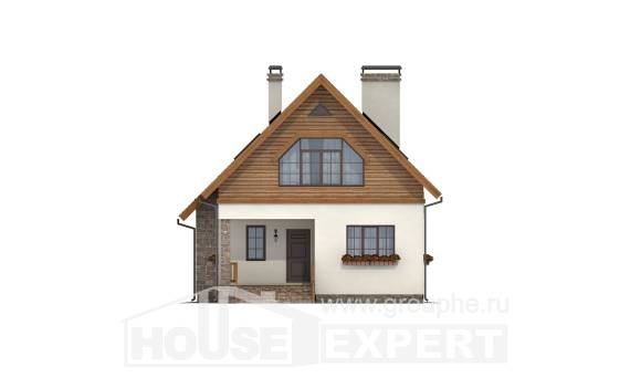 140-001-Л Проект двухэтажного дома с мансардой, доступный коттедж из бризолита, Тараз