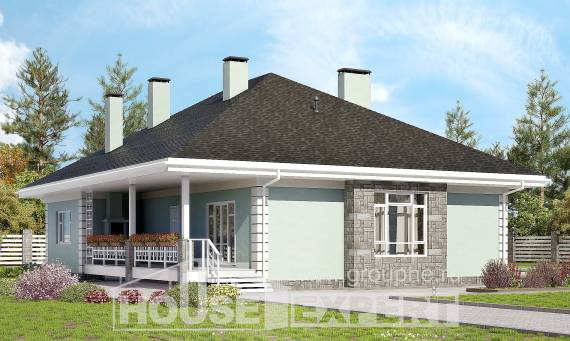 135-003-Л Проект одноэтажного дома, скромный коттедж из бризолита Тараз, House Expert