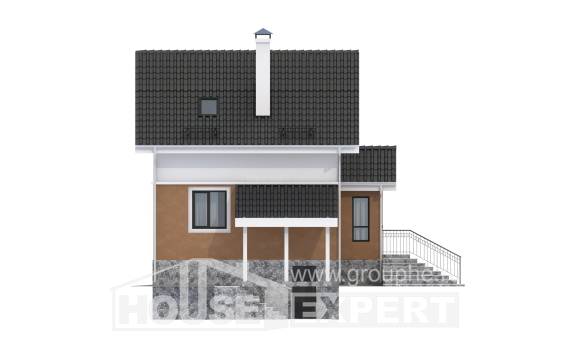 100-005-Л Проект двухэтажного дома мансардой, недорогой загородный дом из поризованных блоков, House Expert